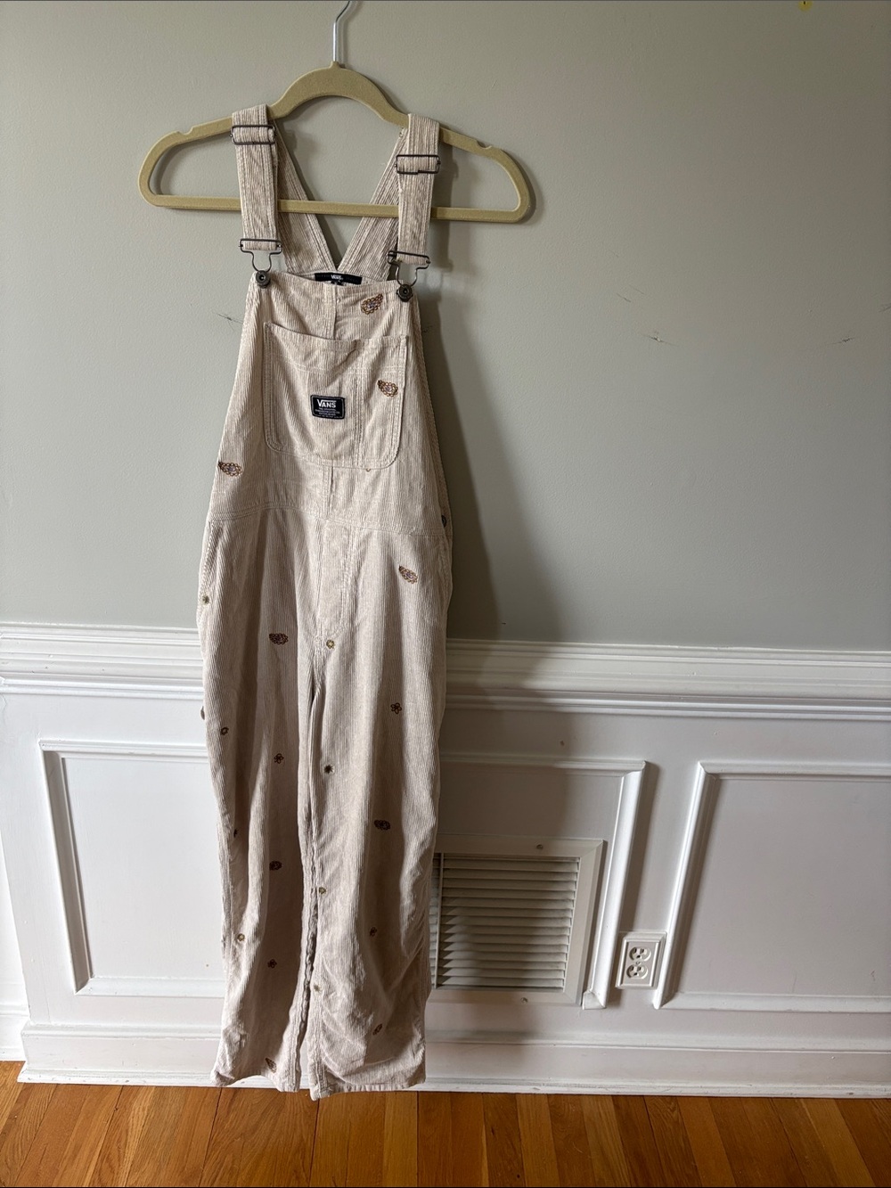 Vans Cream Corduroy Overalls size Medium
